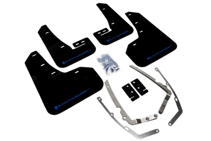 RAL UR Blk Flap/Blue Logo - Rally Armor 15-21 MKVII VW Golf/GTI Black UR Mud Flap w/Blue Logo
