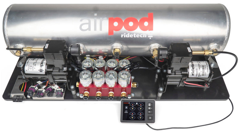 RID Air Control System - Ridetech RidePro E5 Air Ride Control System 5Gal Dual Compressor AirPod Hi-Flow Big Red 3/8in Valves