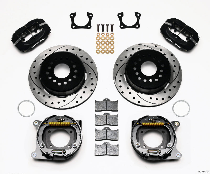 WIL Dynalite Brake Kit - Wilwood Forged Dynalite P/S Park Brake Kit Drilled 58-64 Olds/Pontiac Ends
