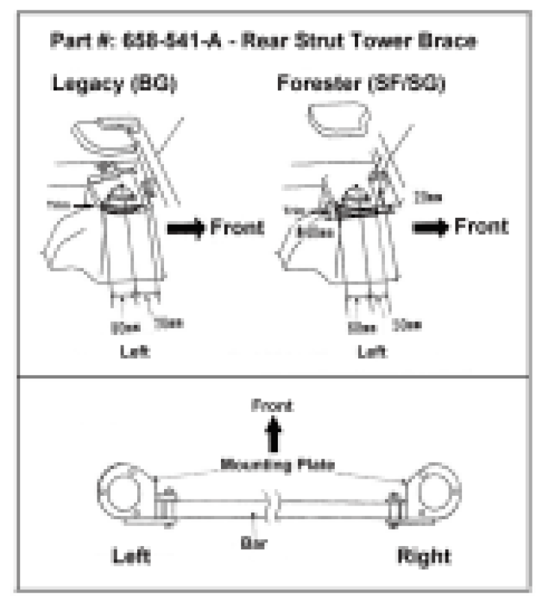 CUS AS Rear Strut Bars - Cusco Strut Bar Type-AS Rear 20mm Round Subaru Forester SF/SG (Rear Panel Trimming Requried)