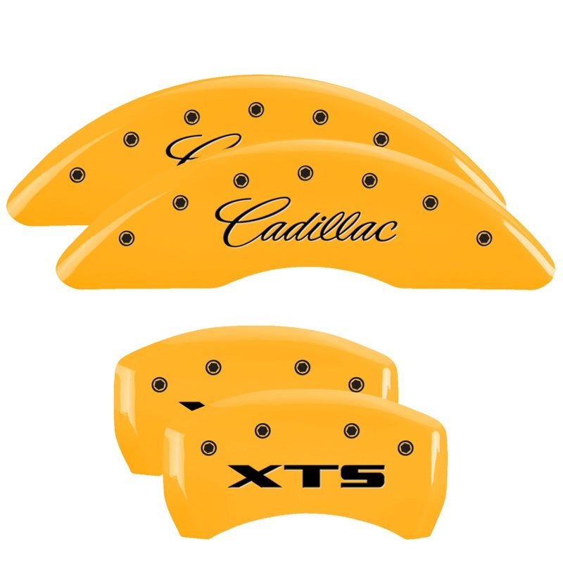 MGP Caliper Covers 4 Logo - MGP 4 Caliper Covers Engraved Front Cadillac Engraved Rear XTS Yellow finish black ch