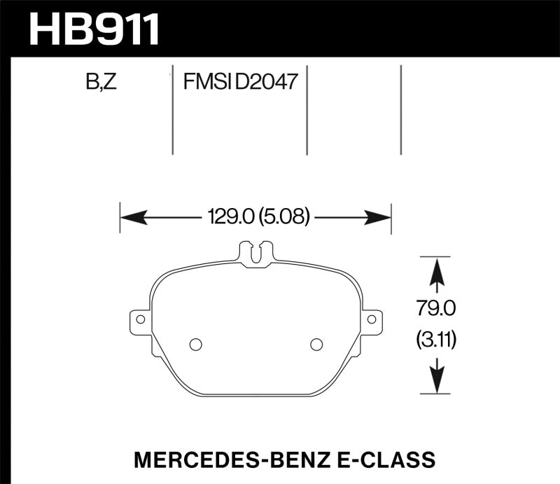 HAWK HPS 5.0 Brake Pad Sets - Hawk 17-18 Mercedes-Benz E43 AMG 4Matic 3.0L/ 2018 Mercedes-Benz E400 HPS 5.0 Street Rear Brake Pads