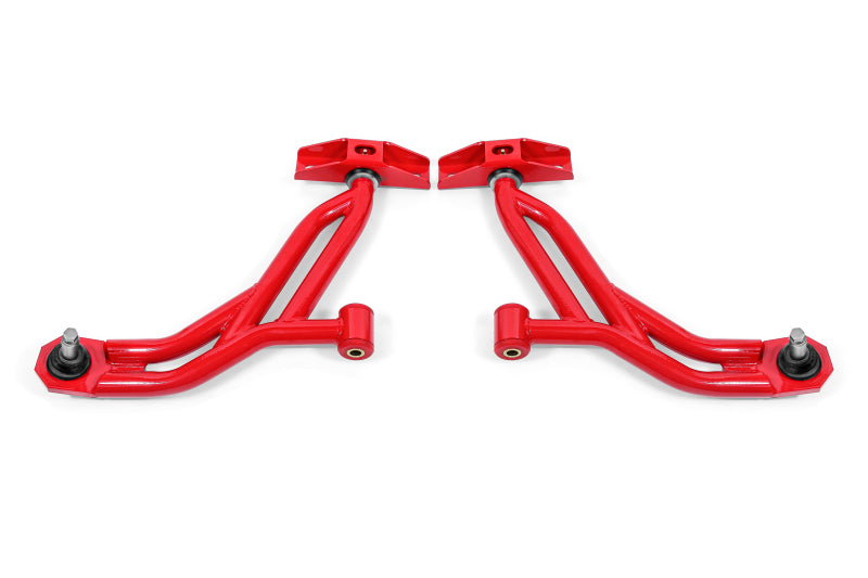BMR Control Arms - BMR 10-14 Ford Mustang Non-Adj. Lower A-Arms Delrin/Rod End w/ 19mm Tall Ball Joint - Red