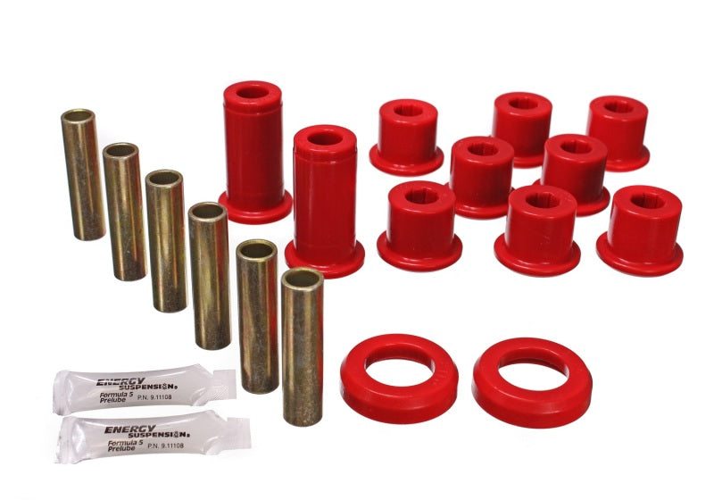 ES Spring/Shackle Bush - Red - Energy Suspension 82-04 GM S-10/S-15 Pickup 2WD / 82-04 S-10 Blazer Red Rear Leaf Spring Bushing Set