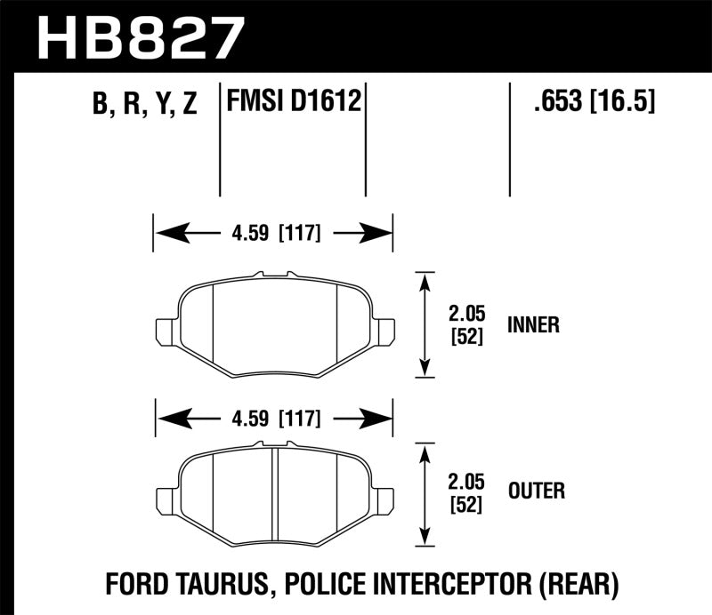 HAWK HPS 5.0 Brake Pad Sets - Hawk 13-16 Ford Taurus SHO HPS 5.0 Rear Brake Pads