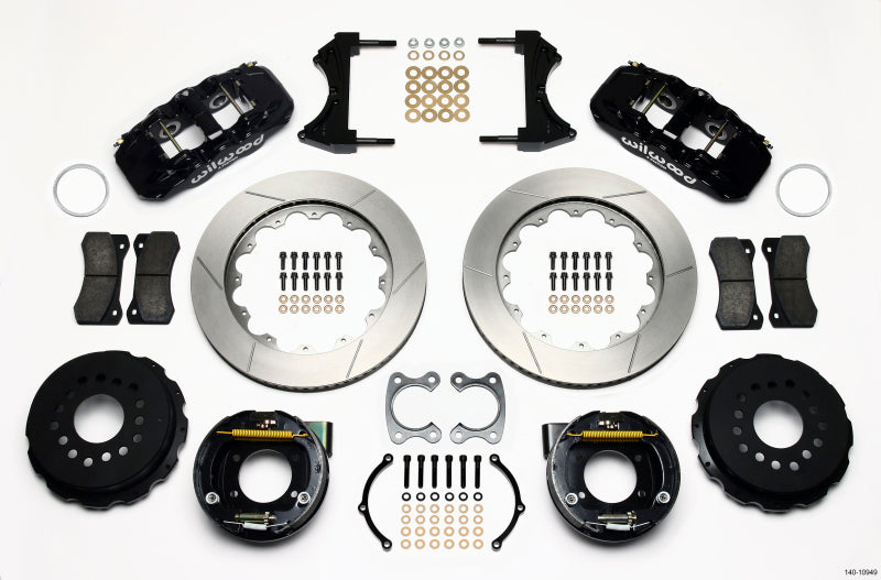 WIL Aero Brake Kit - Wilwood AERO4 Rear P-Brake Kit 14.00in Small Ford 2.50in Offset