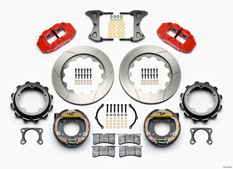 WIL Superlite Brake Kit - Wilwood Narrow Superlite 4R Rear P-Brk Kit 14.00in Red Strange Eng Floater 3.49in Offset