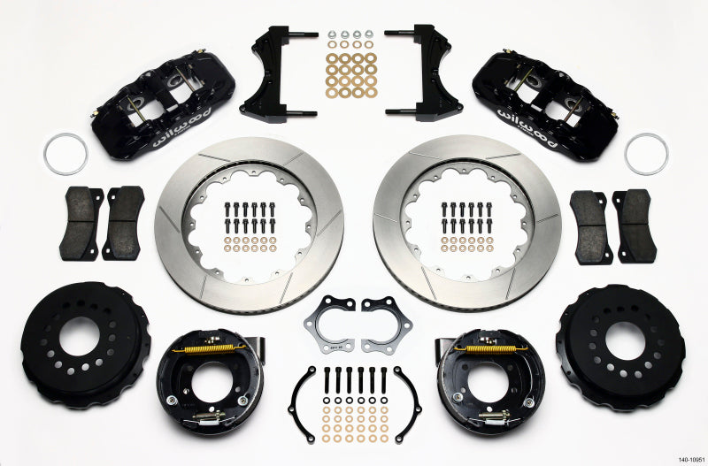 WIL Aero Brake Kit - Wilwood AERO4 Rear P-Brake Kit 14.00in Mopar/Dana 2.36in Off w/Snap Ring Bearing