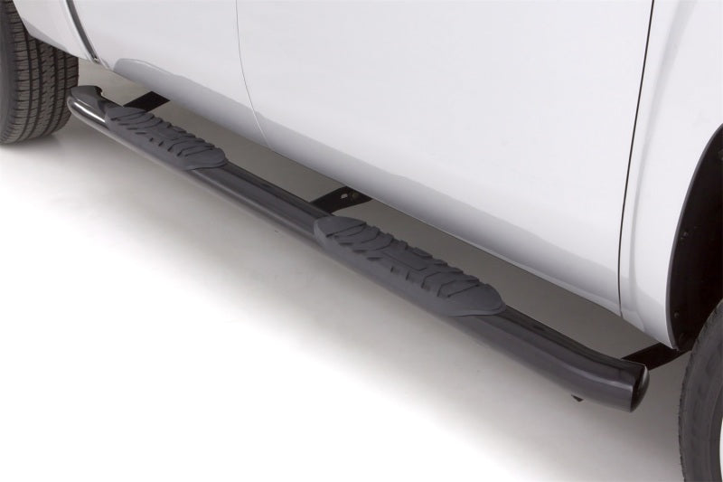 LND Nerf Bars - Black - Lund 99-17 Chevy Silverado 1500 Std. Cab (Body Mount) 5in. Oval Curved Steel Nerf Bars - Black