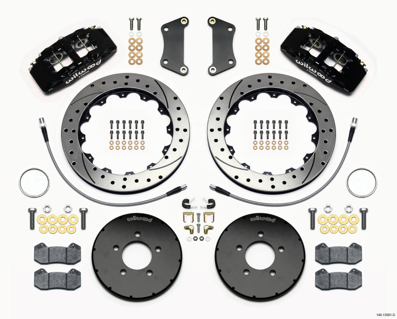 WIL Dynapro Brake Kit - Wilwood Dynapro 6 Front Hat Kit 12.88in Drilled 2005-Up Mazda 3 w/ Lines