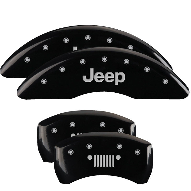 MGP Caliper Covers 4 Logo - MGP 4 Caliper Covers Engraved Front JEEP Engraved Rear JEEP Grill logo Black finish silver ch