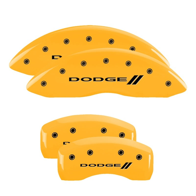 MGP Caliper Covers 4 Logo - MGP 4 Caliper Covers Engraved Front & Rear With stripes/Dodge Yellow finish black ch
