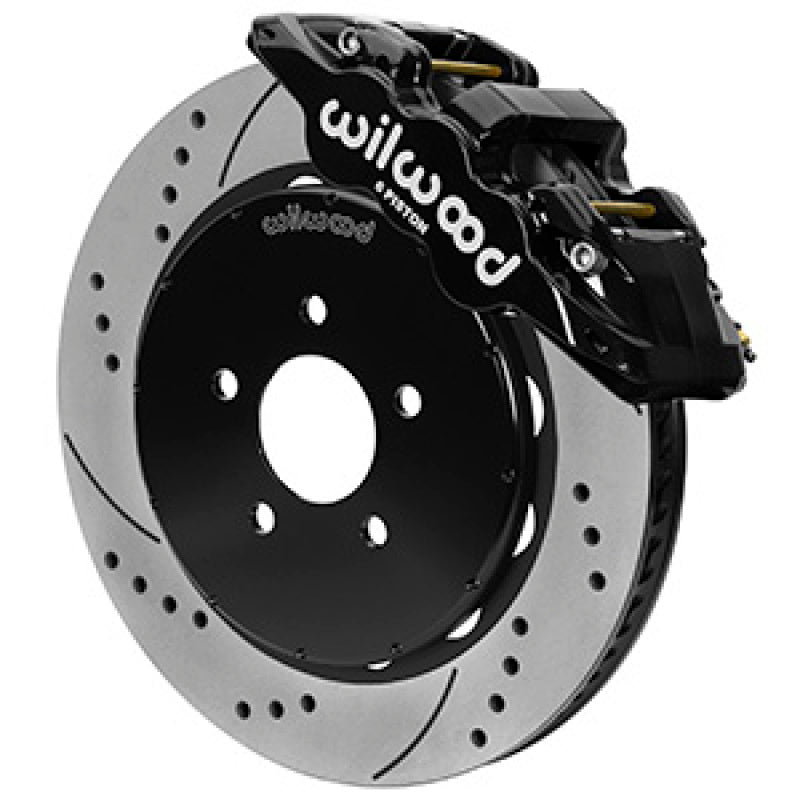 WIL Aero Brake Kit - Wilwood Aero6R Front Big Brake Kit 14in Slotted Black Powder Coat 94-04 Ford Mustang SN95