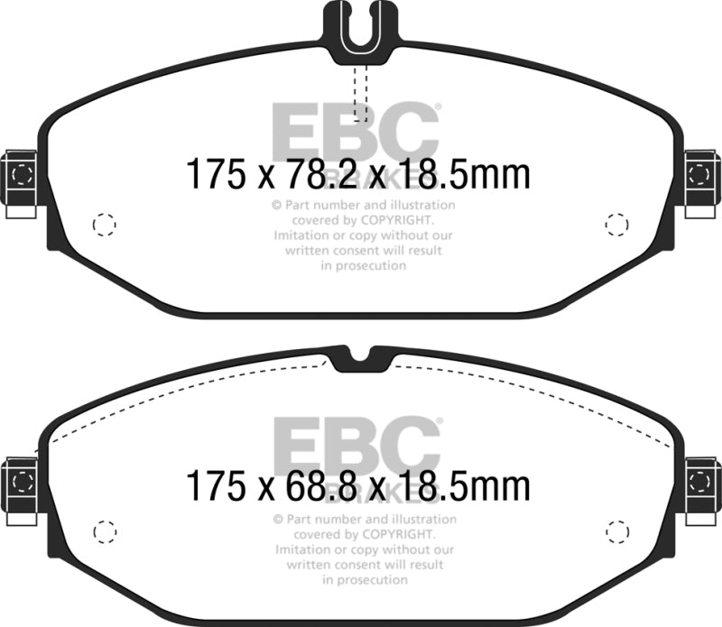 EBC Redstuff Brake Pad Sets - EBC 15+ Mercedes-Benz C300 (W205) 2.0 Turbo Redstuff Front Brake Pads