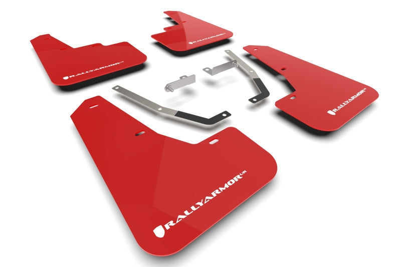 RAL UR Red Flap/Wht Logo - Rally Armor 24-26 Subaru Crosstrek Red UR Mud Flap White Logo