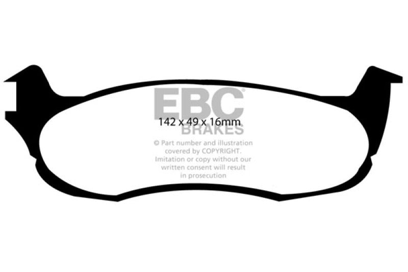 EBC Yellowstuff Brake Pad Sets - EBC 00-01 Ford Expedition 4.6 2WD Yellowstuff Rear Brake Pads