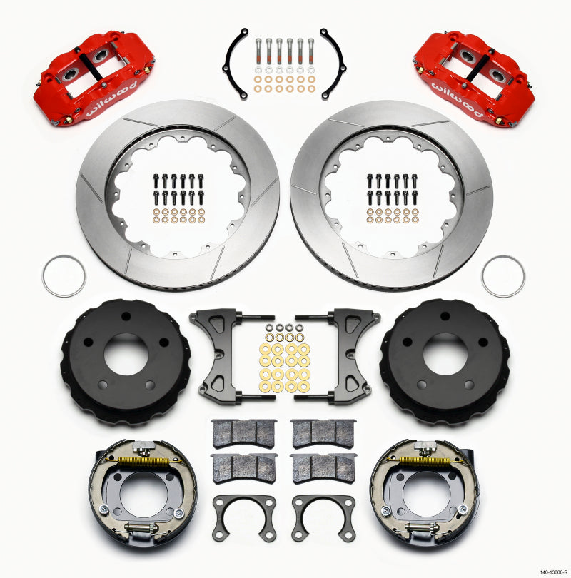 WIL Superlite Brake Kit - Wilwood Narrow Superlite 4R Rear P-Brk Kit 14.00in Red Big Ford New 2.38in Off Bronco 5 x 5.50