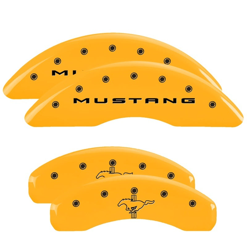 MGP Caliper Covers 4 Logo - MGP 4 Caliper Covers Engraved Front 2015/Mustang Engraved Rear 2015/Bar & Pony Yellow fnsh black ch