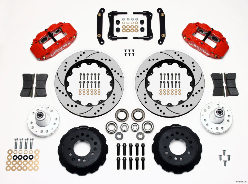 WIL Superlite Brake Kit - Wilwood Narrow Superlite 6R Front Hub Kit 14.00in Drill Red 70-78 Camaro