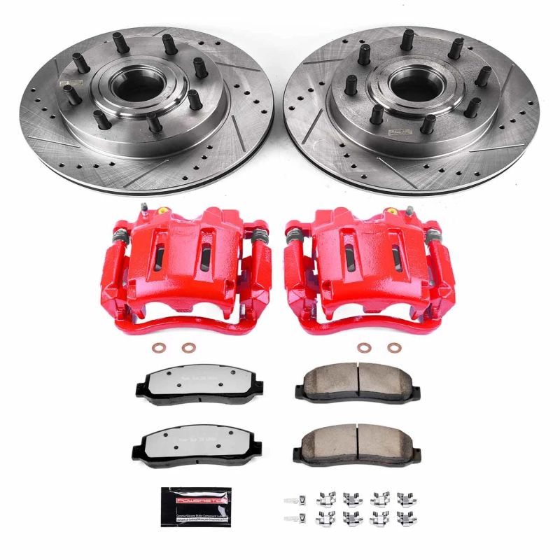 PSB Evolution Drill/Slot Rotor - Power Stop 07-08 Ford F-250 Super Duty Front Z36 Truck & Tow Kit w/Cals