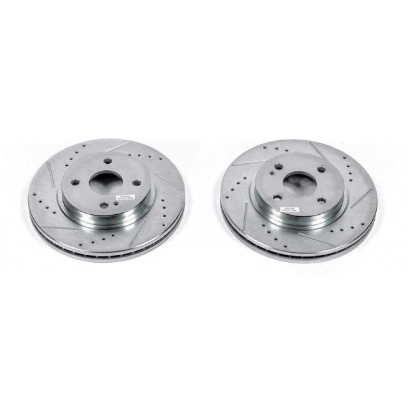 PSB Evolution Drill/Slot Rotor - Power Stop 11-14 Mazda 2 Front Evolution Drilled & Slotted Rotors - Pair