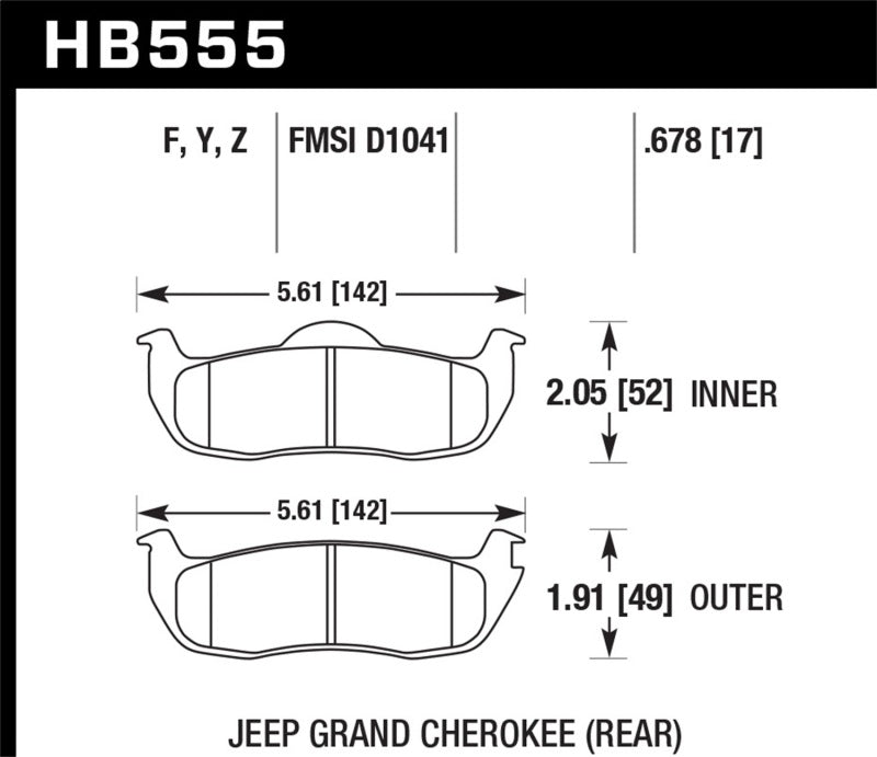 HAWK LTS Brake Pads - Hawk 06-10 Jeep Commander / 05-10 Grand Cherokee / 05-10 Armada / 04 Pathfinder / 04-10 Tital 5.6L /