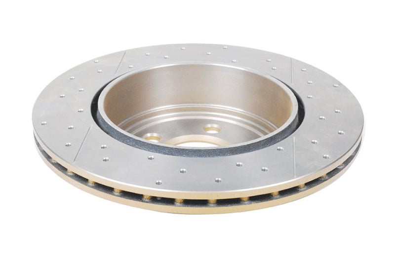 DBA Street Slot&Drill Rotors - DBA 05-09 Chrysler 300 C Rear Gold Cross Drilled & Slotted KP Street Series Rotor