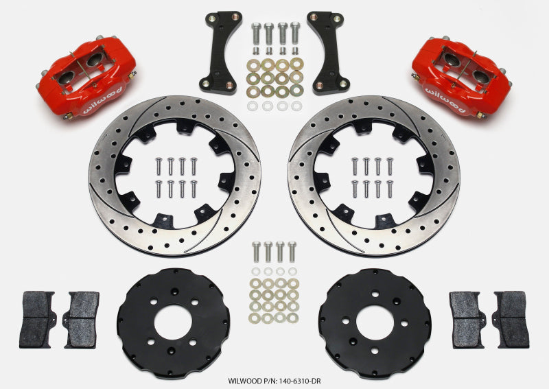 WIL Dynalite Brake Kit - Wilwood Forged Dynalite Front Hat Kit 12.19in Drilled Red 90-99 Civic w/240 mm Disc