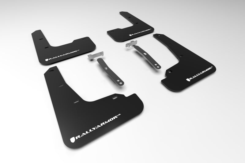 RAL UR Blk Flap/Wht Logo - Rally Armor 21-23 Hyundai Elantra Black UR Mud Flap w/White Logo