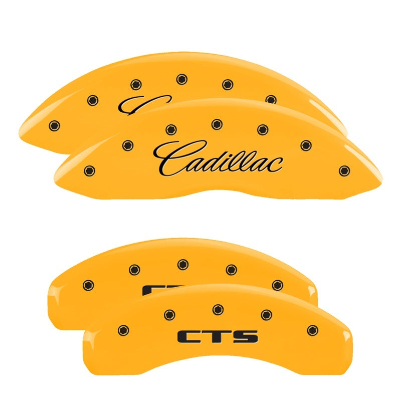 MGP Caliper Covers 4 Logo - MGP 4 Caliper Covers Engraved Front Cadillac Rear CTS Yellow Finish Black Char 2014 Cadillac CTS