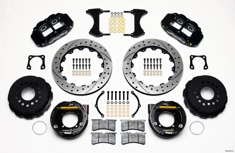 WIL Superlite Brake Kit - Wilwood Narrow Superlite 4R Rear P-Brk Kit 12.88in Drilled Chevy 12 Bolt-Spec 3.15in Bearing
