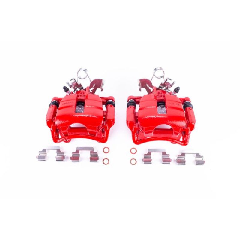 PSB Red Calipers - Power Stop 04-09 Audi S4 Rear Red Calipers w/Brackets - Pair