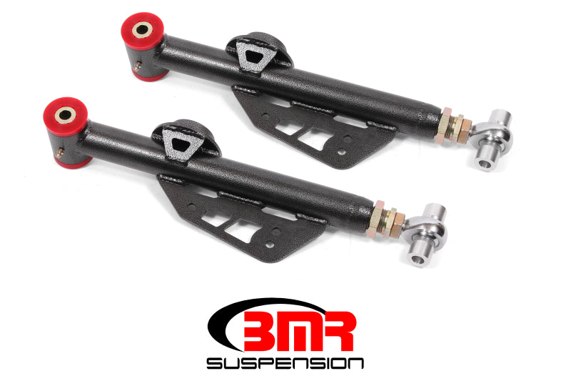BMR Control Arms - BMR 99-04 Ford Mustang Adj. Lower Control Arms Poly/Rod End Combo - Black Hammertone