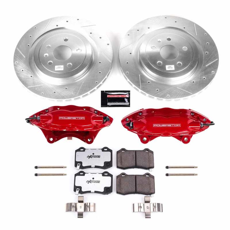 PSB Red Calipers - Power Stop 09-15 Cadillac CTS Rear Z26 Street Kit w/Cals