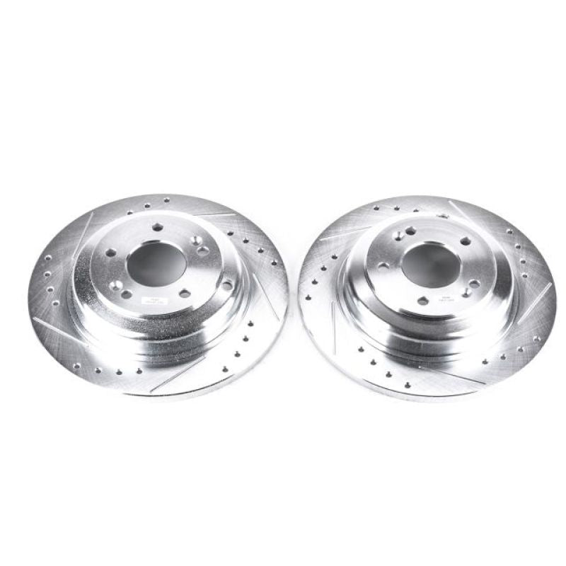 PSB Evolution Drill/Slot Rotor - Power Stop 10-16 Hyundai Genesis Coupe Rear Evolution Drilled & Slotted Rotors - Pair