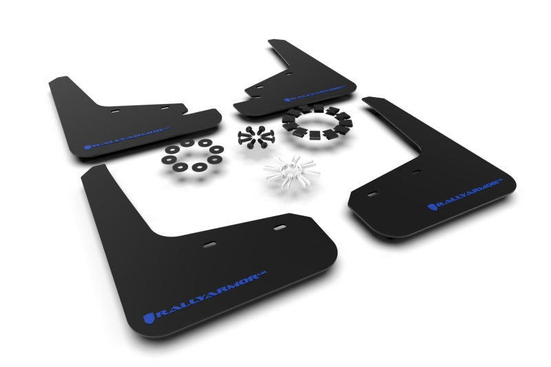 RAL UR Blk Flap/Blue Logo - Rally Armor 20-26 Tesla Model Y, Juniper Y Black UR Mud Flap w/Blue Logo