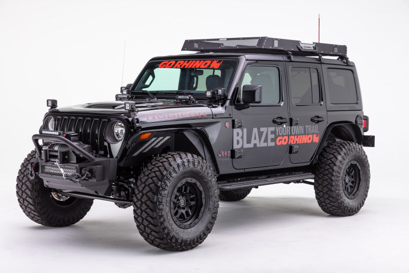 GOR Rockline Bumper - Go Rhino 07-20 Jeep Wrangler JL/JLU/JK/JKU/Gladiator JT Rockline Front Stubby Bumper w/ Overrider