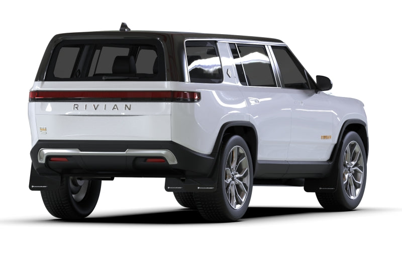 RAL UR Blk Flap/Wht Logo - Rally Armor 22-26 Rivian R1S Black UR Mud Flap w/White Logo