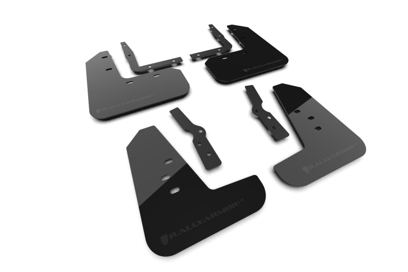 RAL UR Blk Flap/Met. Blk Logo - Rally Armor 2024+ Ford Mustang Black UR Mud Flap w/ Metallic Black Logo