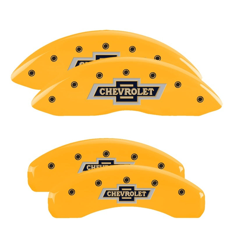 MGP Caliper Covers 4 Logo - MGP 4 Caliper Covers Engraved F & R 100 Anniversary Yellow Finish Black Char 2019 Chevrolet Tahoe