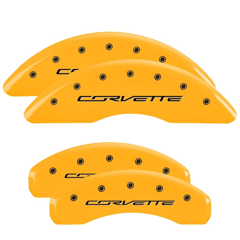 MGP Caliper Covers 4 Logo - MGP 4 Caliper Covers Engraved Front & Rear C7/Corvette Yellow finish black ch