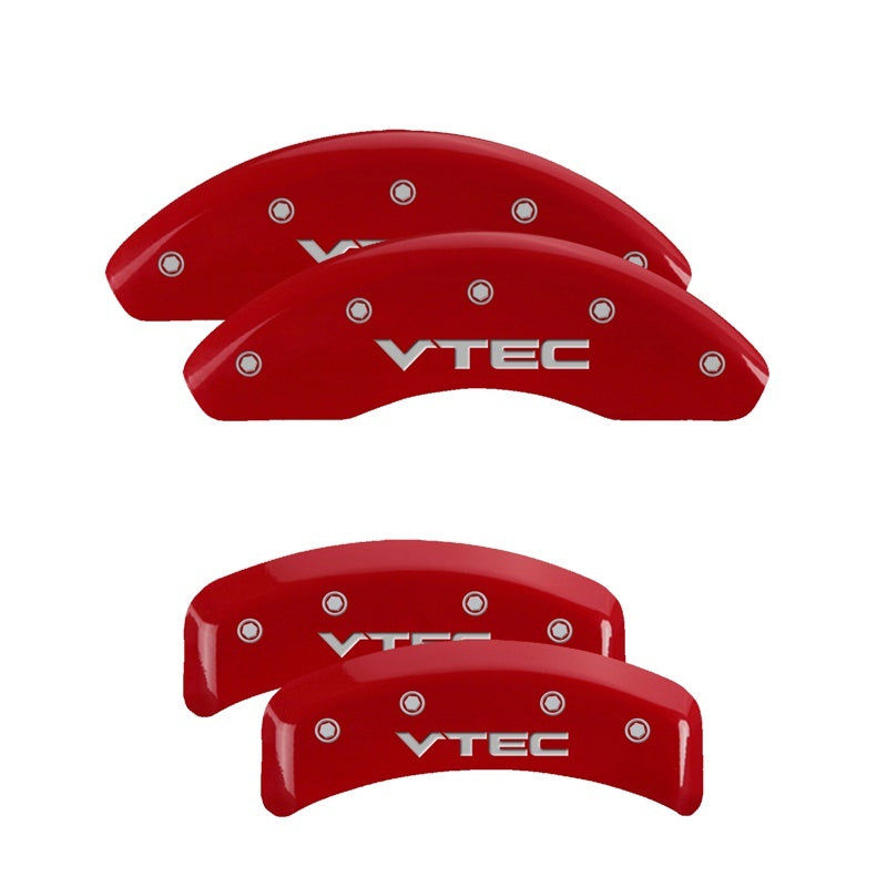 MGP Caliper Covers 4 Logo - MGP 4 Caliper Covers Engraved Front & Rear Vtech Red finish silver ch
