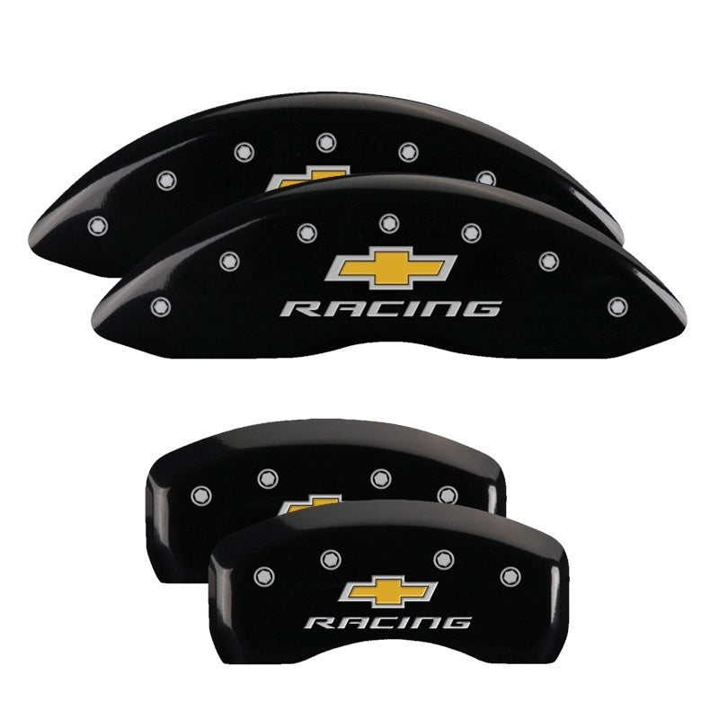 MGP Caliper Covers 4 Logo - MGP 4 Caliper Covers Engraved Front & Rear Chevy racing Black finish silver ch