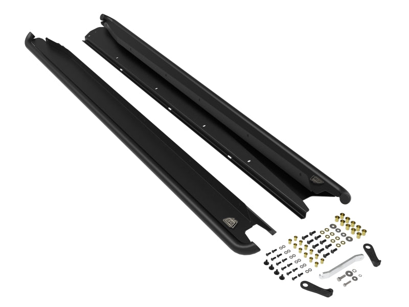 AFE Off-Road Sliders - aFe POWER 20-23 Subaru Outback H4 2.4L (t) / H4 2.5L Terra Guard Trail Slider Steps - Black
