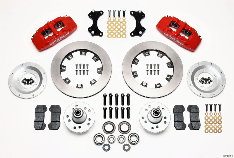 WIL Dynapro Brake Kit - Wilwood Dynapro 6 Front Hub Kit 12.19in Red WWE ProSpindle