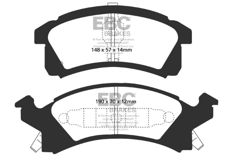 EBC Yellowstuff Brake Pad Sets - EBC 91-95 Buick Skylark 2.3 Yellowstuff Front Brake Pads