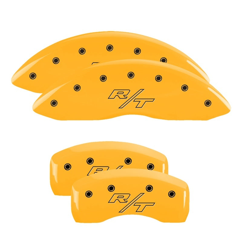 MGP Caliper Covers 4 Logo - MGP 4 Caliper Covers Engraved Front & Rear Vintage Style/RT Yellow finish black ch