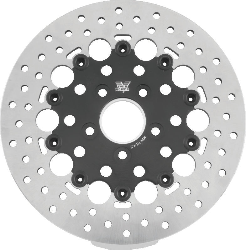 TWP Brake Rotors - Twin Power 84-17 Big Twin Exc 08-17 FLH FLT Rear 11.5 Floating Rotor Black Hole