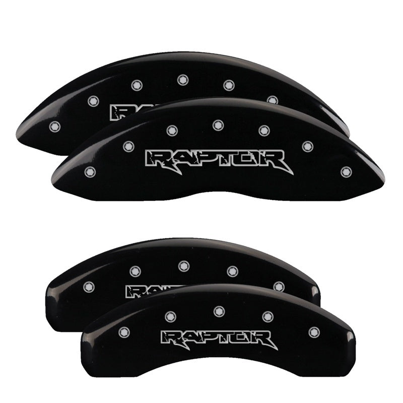 MGP Caliper Covers 4 Logo - MGP 4 Caliper Covers Engraved Front & Rear Raptor Black finish silver ch