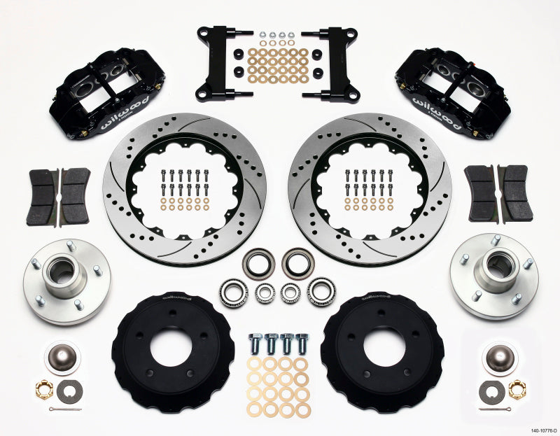 WIL Superlite Brake Kit - Wilwood Narrow Superlite 6R Front Hub Kit 14.00in Drilled Chevy C-10 60-87 CPP Drop Spindle